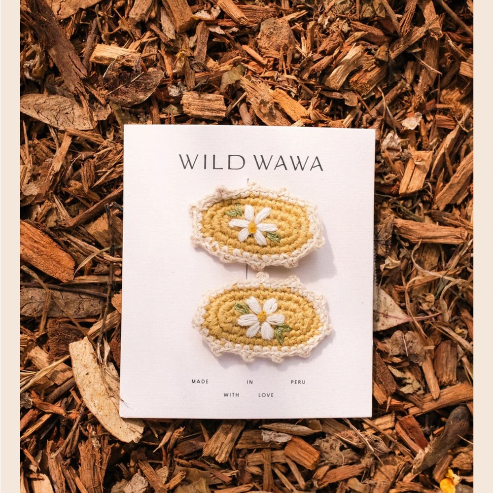 Wild Wawa Yellow Crochet Hair Clips